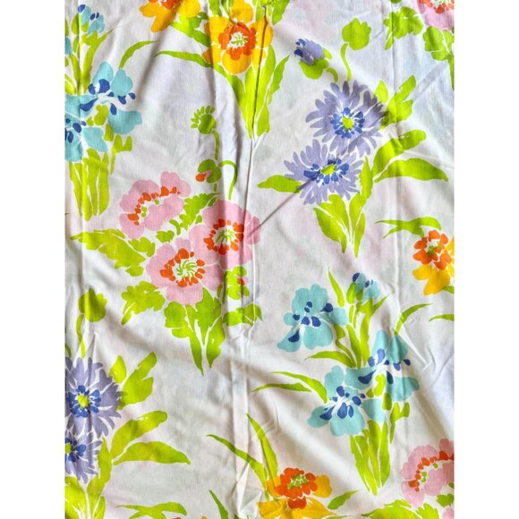 Vintage MARTEX Presslin 303 Floral Print Cotton Poly Muslin Full Flat Sheet Set - Picture 4 of 14